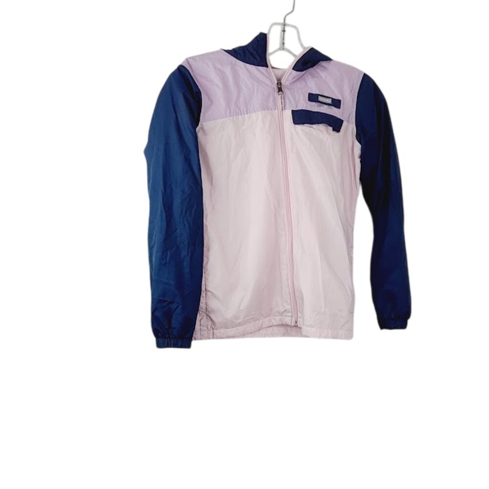 Columbia Girl's Pink Blue Long Sleeve Hooded Winter Fleece Winter Jacket Size M
